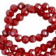 Faceted glass beads 6x4mm disc Dark crimson red-pearl shine coating